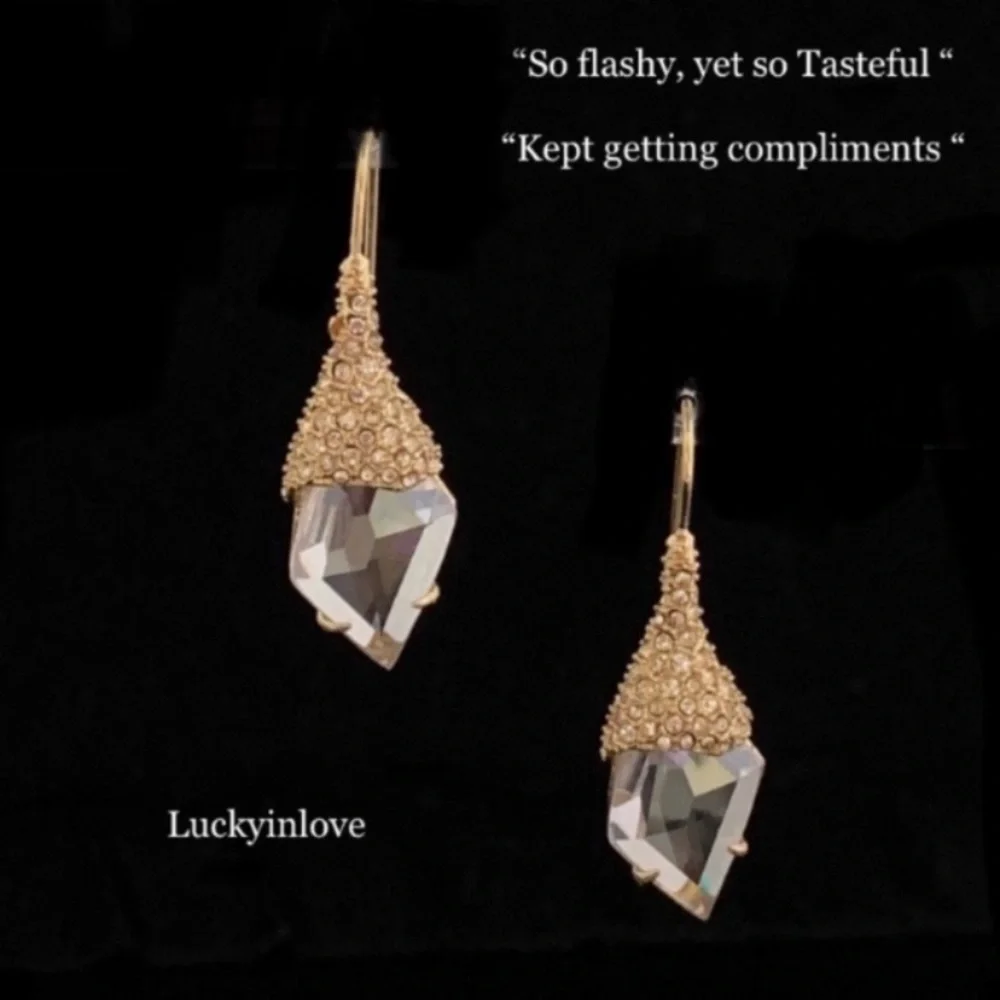 ALEXIS BITTAR NEW Infinite Shimmer Shield CZ Crystal Great Reviews Drop Earrings